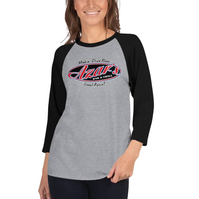Azar’s Logo – Unisex 3/4 sleeve Raglan Shirt | Azar's Sports Bar